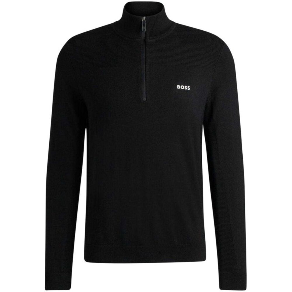 Boss Mens Zip Neck Regular Pullover / Black